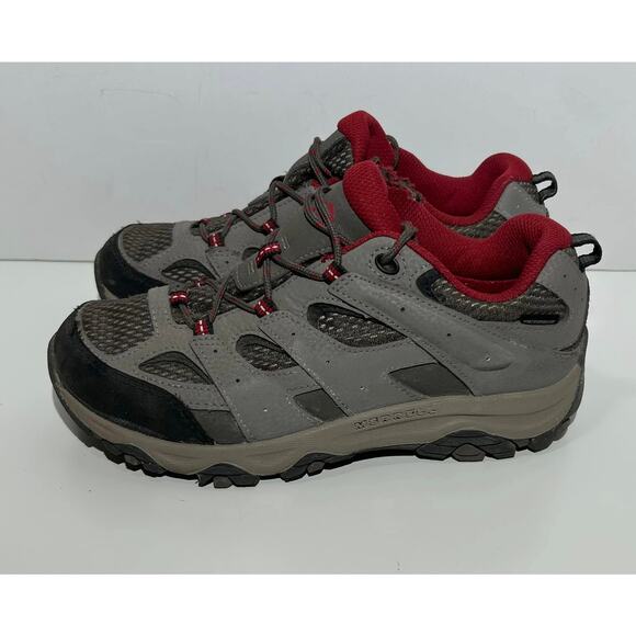 MERRELL Moab 3 Low Waterproof Hiking Shoes Leather Gray Athletic Kids 5M - Picture 3 of 11